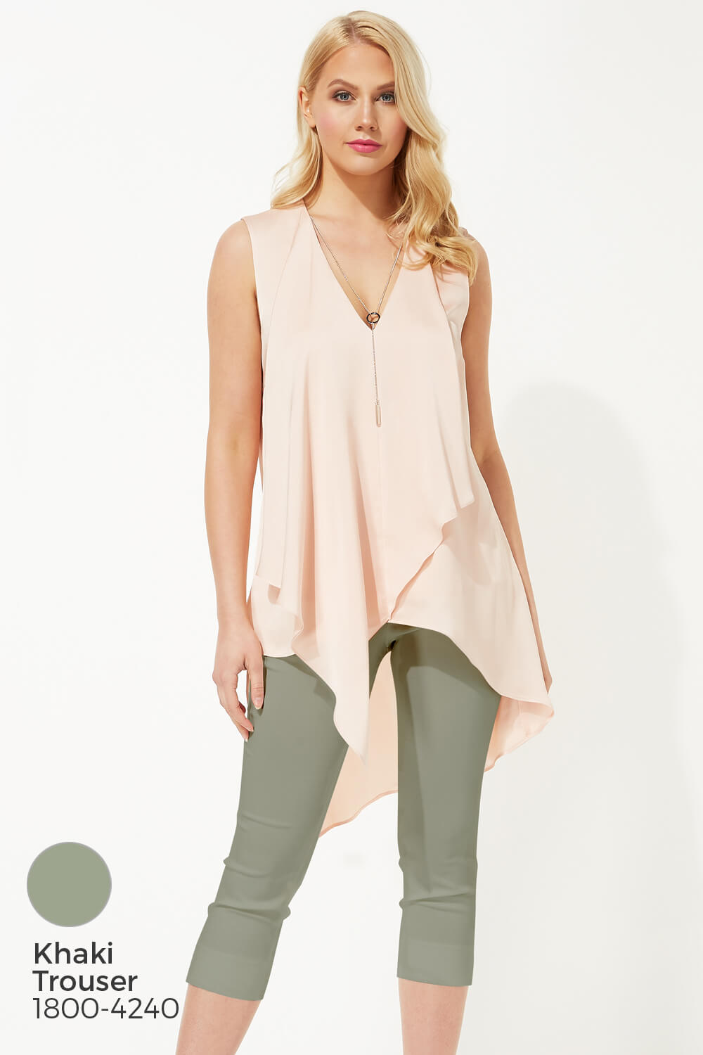 Light Pink Sleeveless Asymmetric Necklace Top , Image 5 of 7