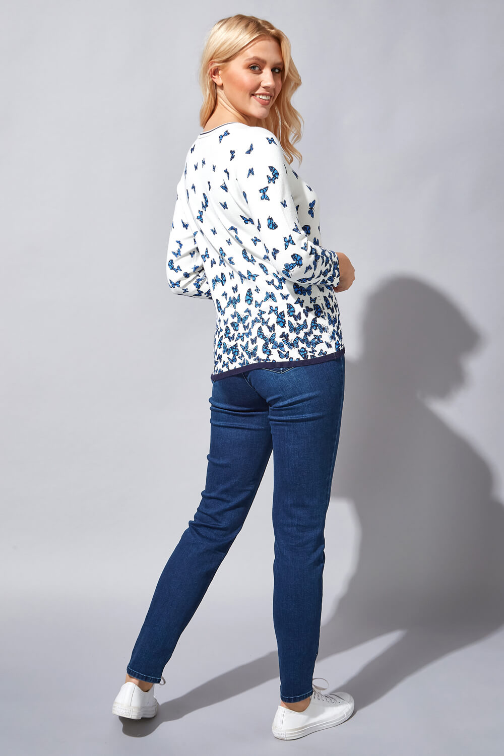 Blue Butterfly Print Jumper, Image 3 of 4