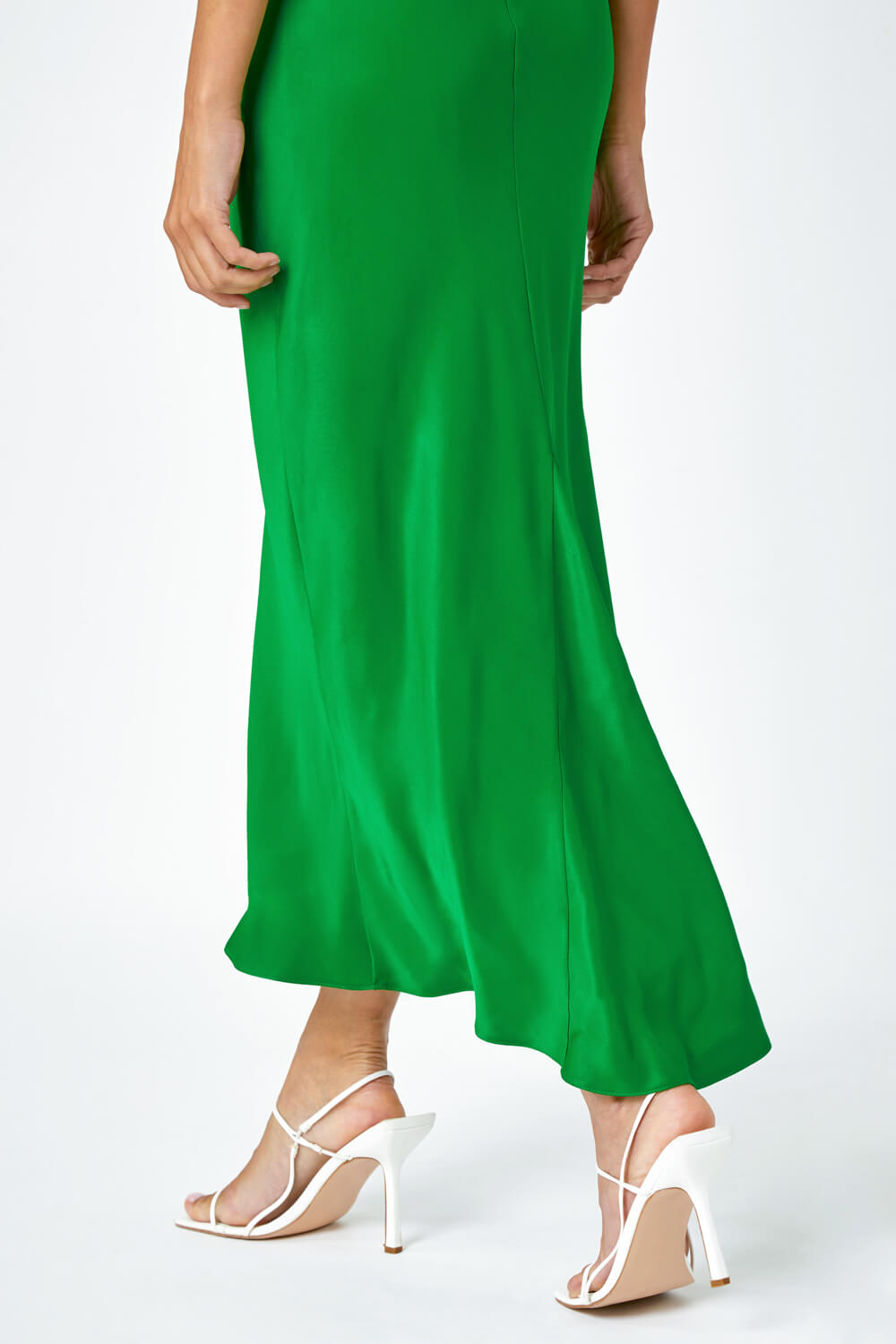 Green Bias Cut Stretch Maxi Dress | Roman UK