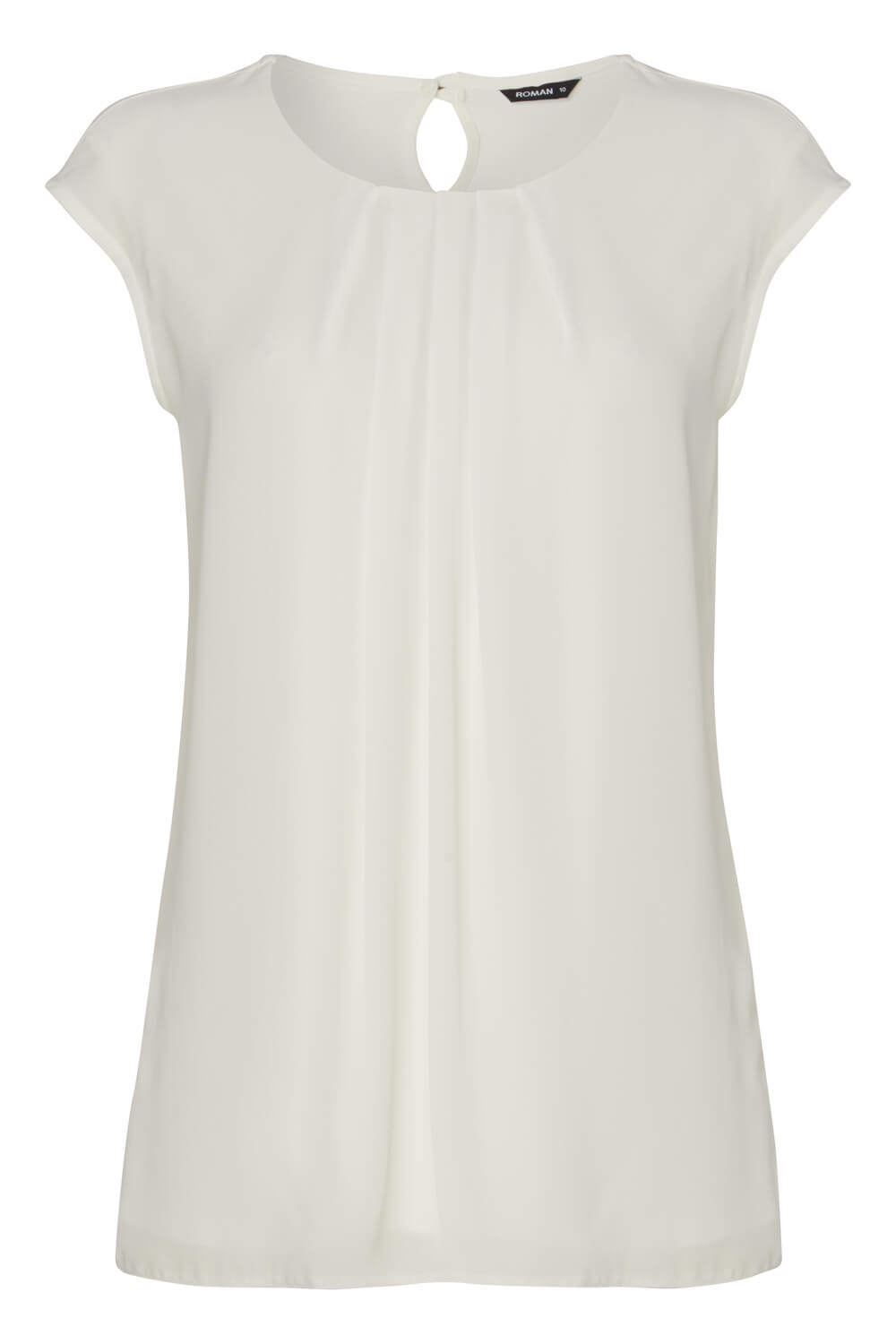 Ivory  Chiffon Front Pleat Top, Image 4 of 4
