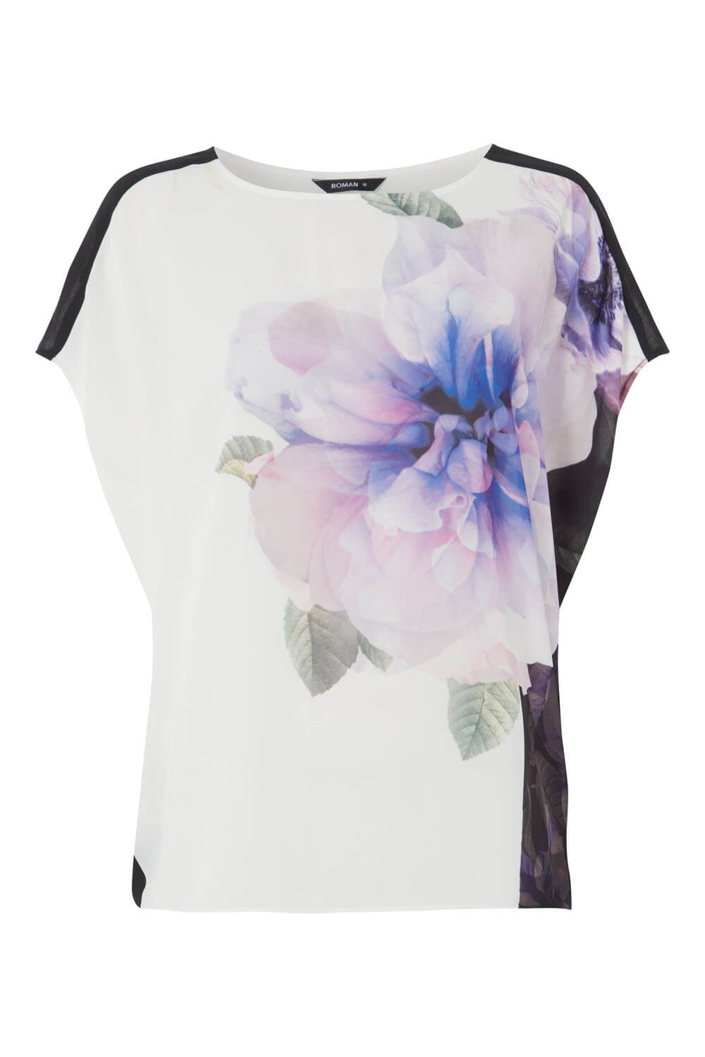 Lilac Floral Contrast Overlay Top , Image 4 of 8