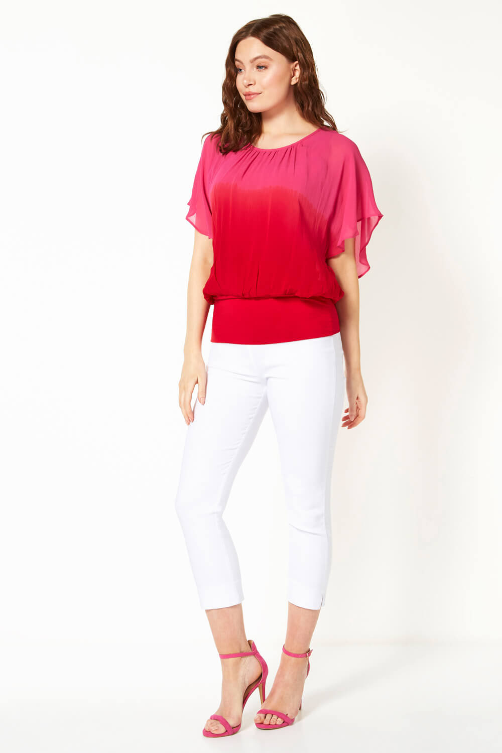 Fuchsia Ombre Batwing Overlay Top, Image 4 of 5