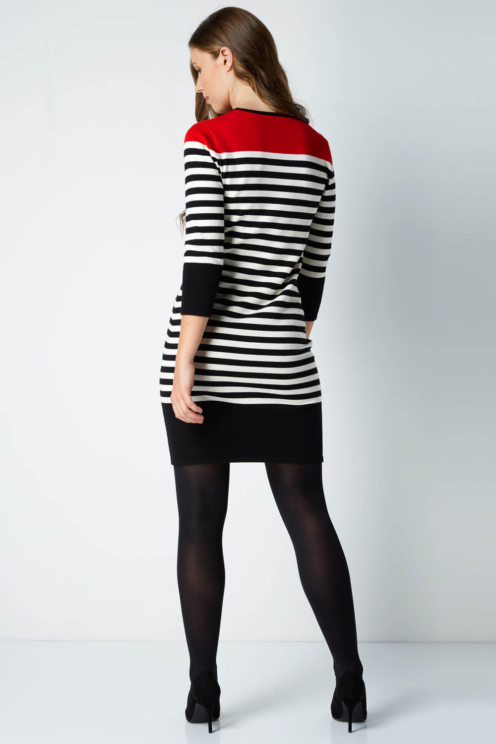 Red Stripe Pocket Knitted Shift Dress, Image 4 of 5