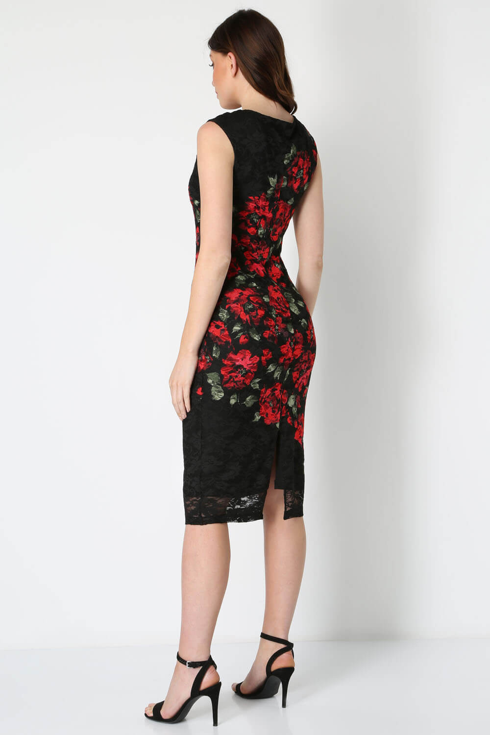 Rose Floral Lace Dress in Red - Roman Originals UK