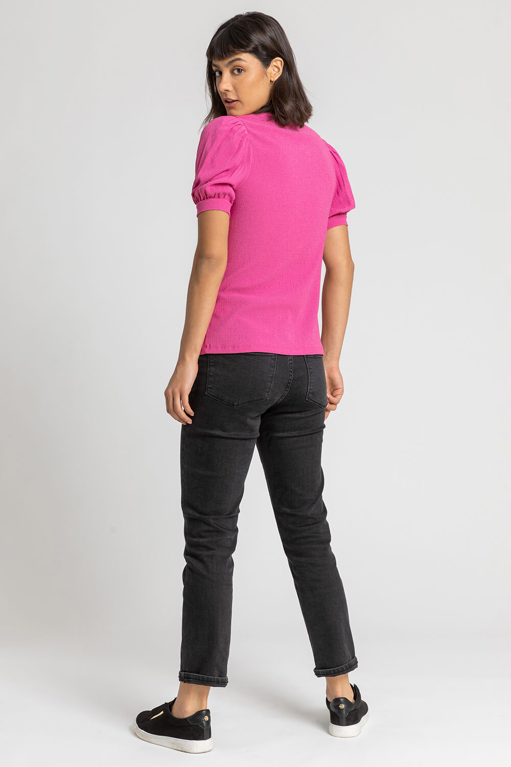 PINK Textured Puff Sleeve Jersey Top, Image 2 of 4