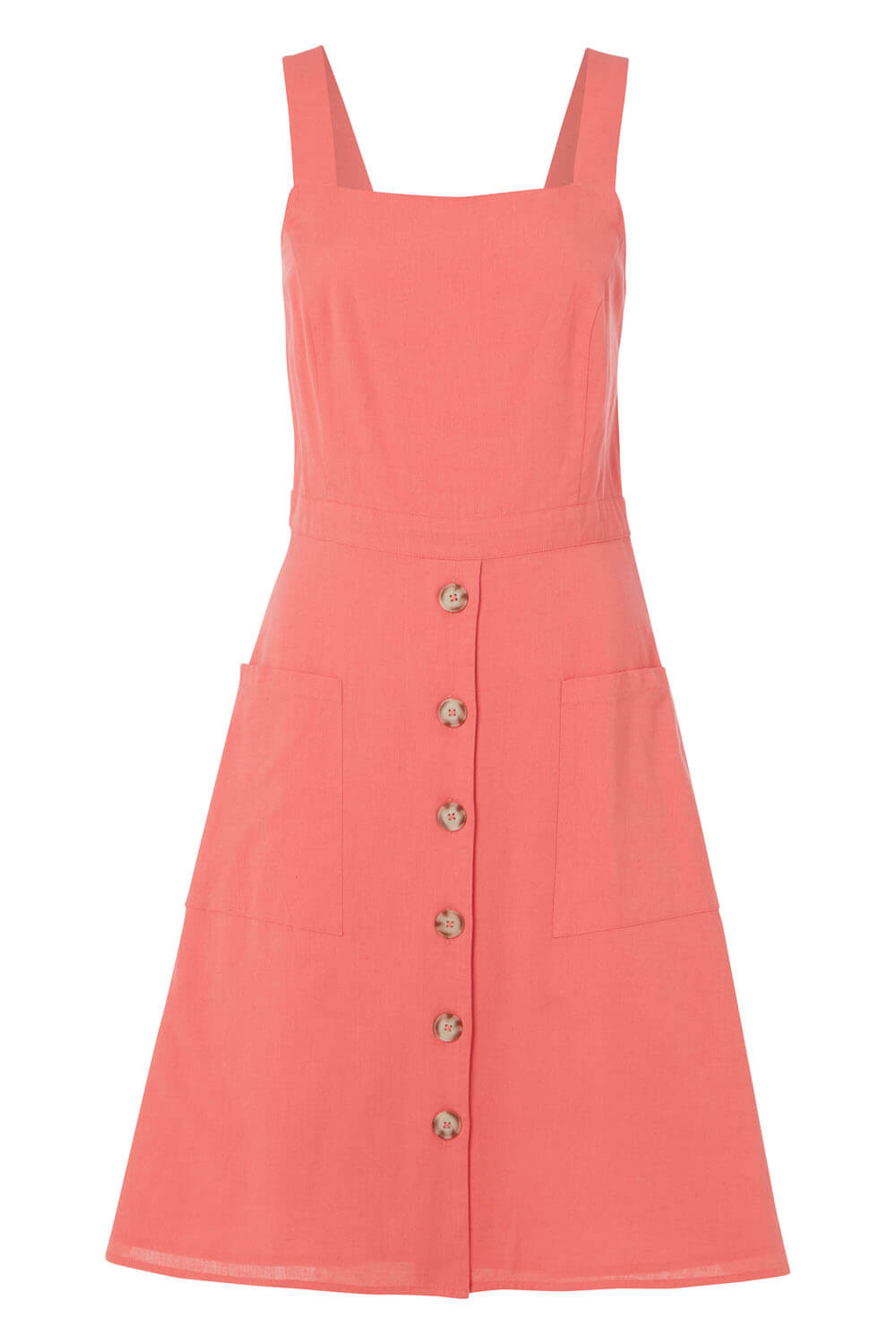 CORAL Fit and Flare Button Dress, Image 5 of 5