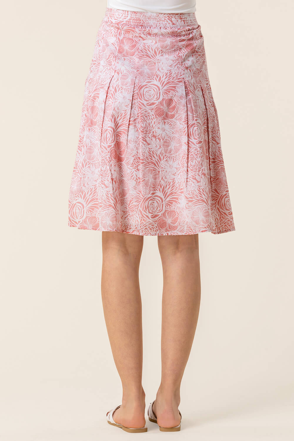 PINK Floral Print A-Line Cotton Skirt, Image 3 of 4
