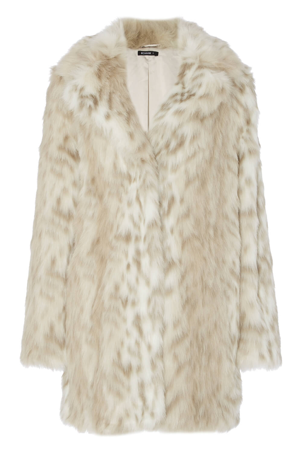 Animal Faux Fur Coat in Beige - Roman Originals UK