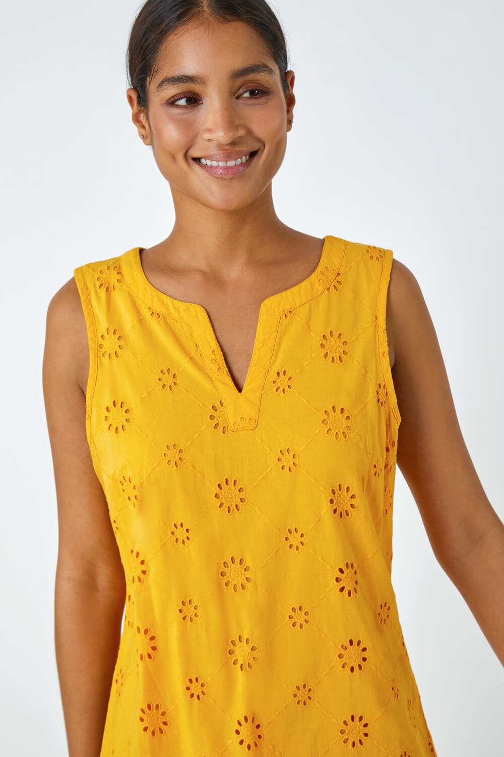 Amber Embroidered Cotton Shift Dress, Image 4 of 5