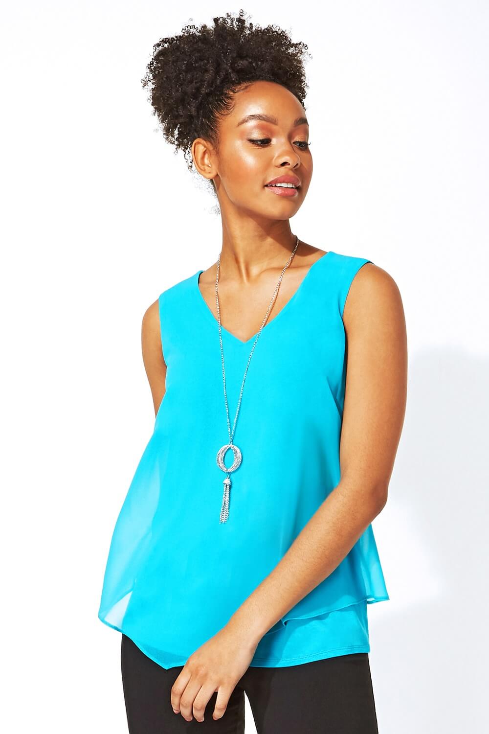Chiffon Vest Top with Necklace