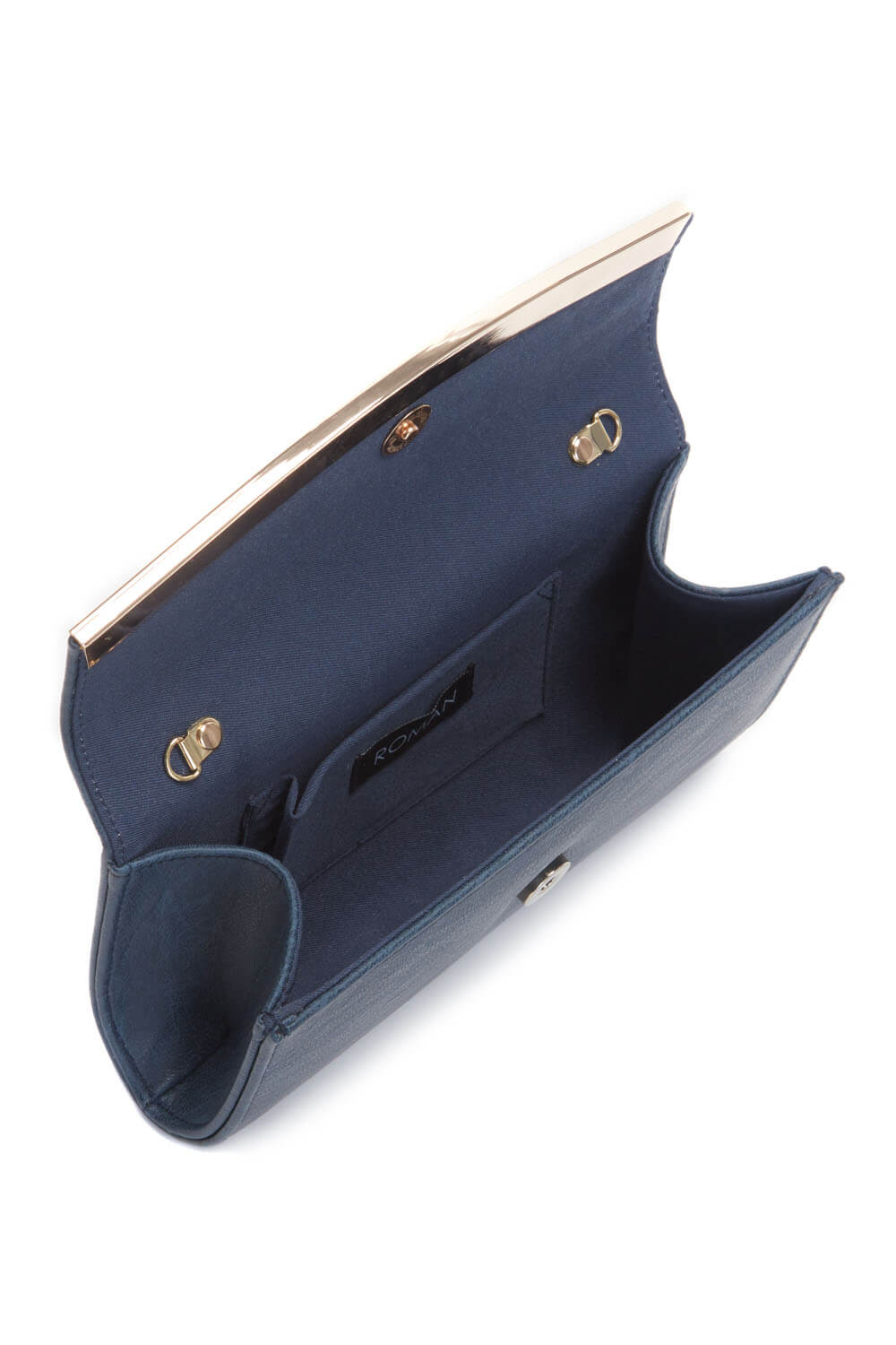 Navy  Rounded Envelope Clutch Bag, Image 3 of 5