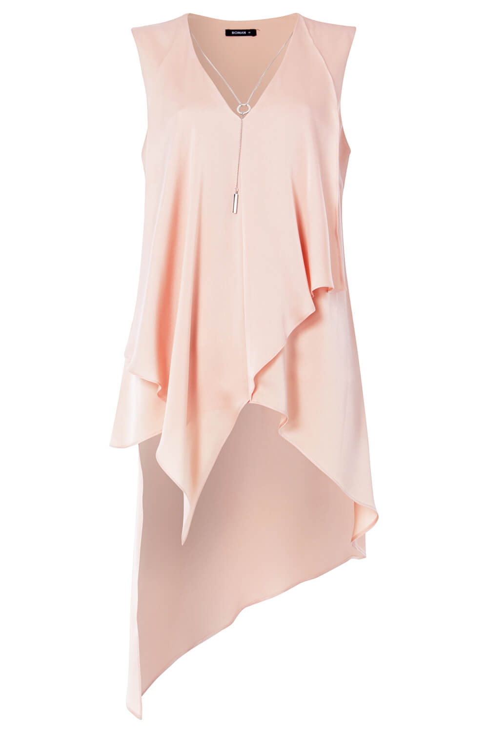 Light Pink Sleeveless Asymmetric Necklace Top , Image 4 of 7