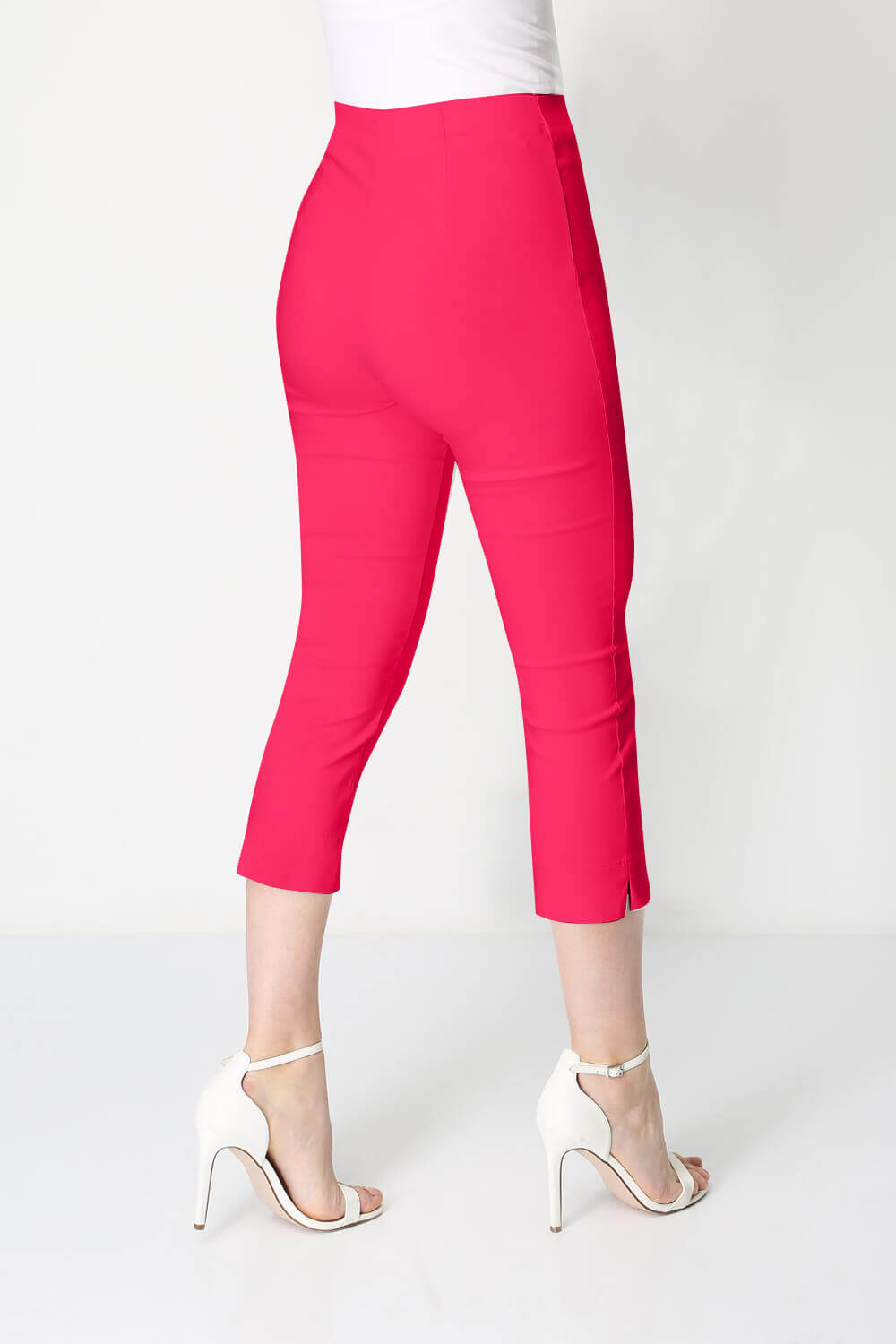 Fuschia Pink Cropped Stretch Trouser, Image 2 of 7