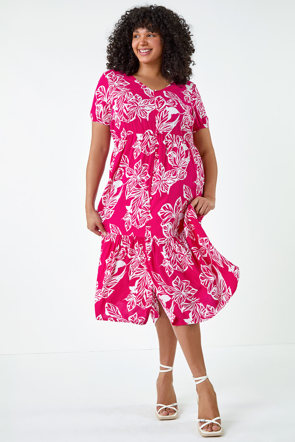 the CILANTRO midi - pea green w/ fuchsia floral
