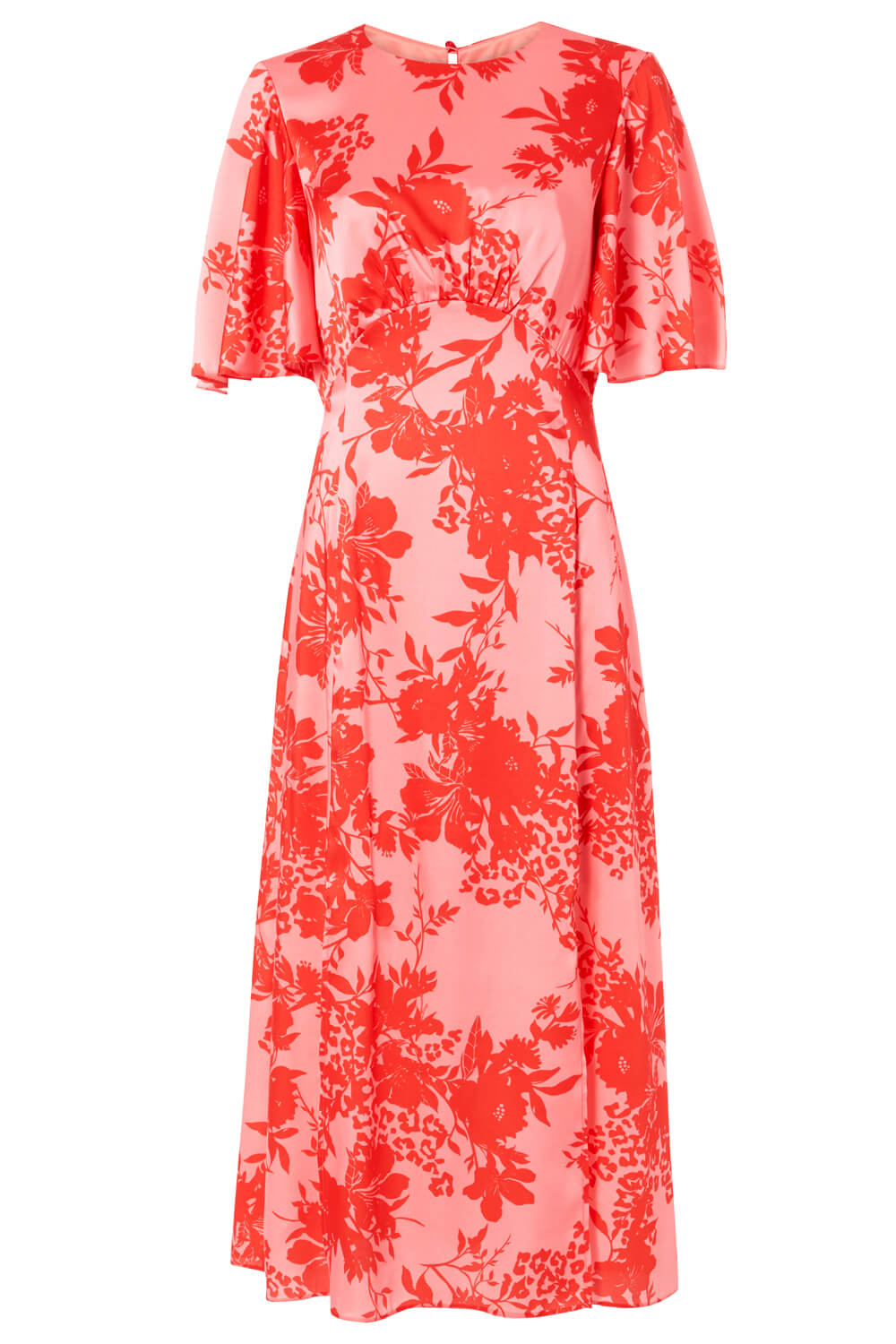 PINK Floral Print Oriental Midi Dress, Image 4 of 4