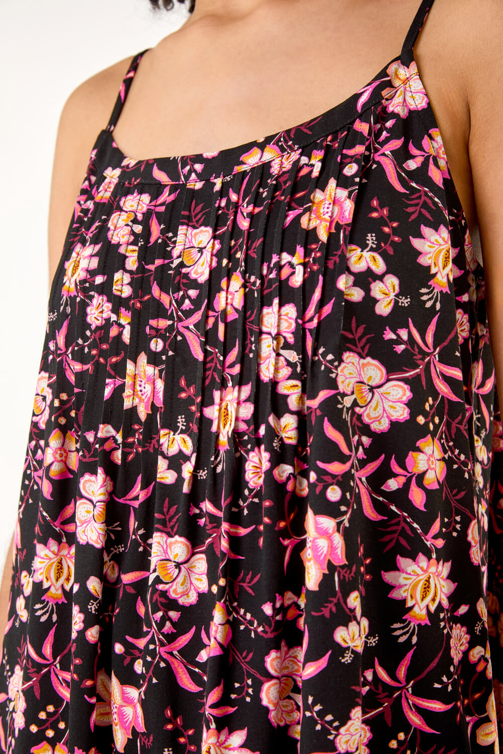 PINK Floral Print Pleat Front Cami Top, Image 5 of 5
