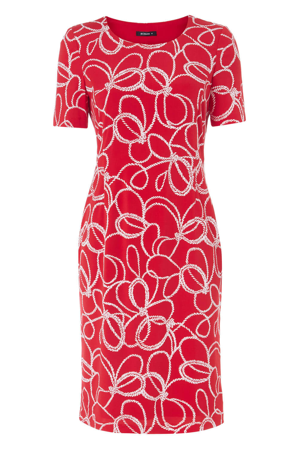 Red Nautical Rope Print Shift Dress, Image 4 of 4