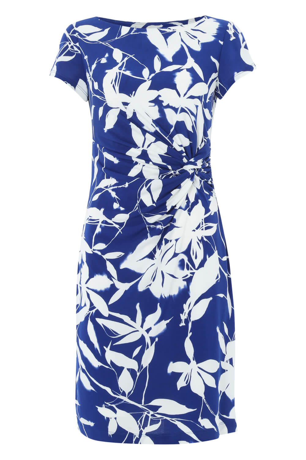 Royal Blue  Floral Twist Waist Dress, Image 4 of 4