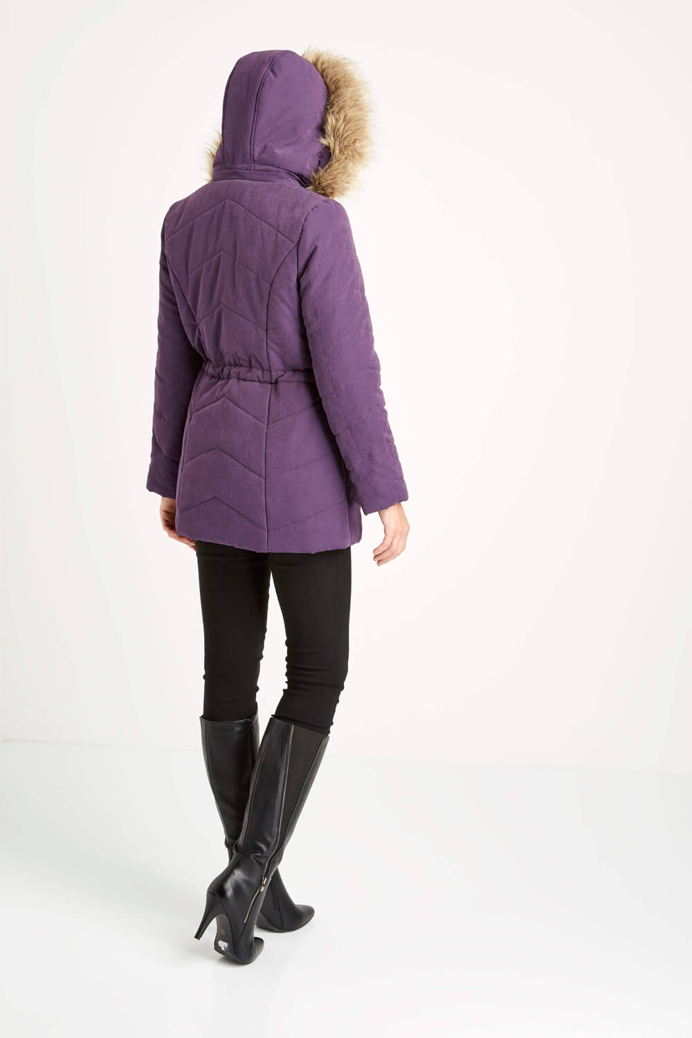 purple parka coat