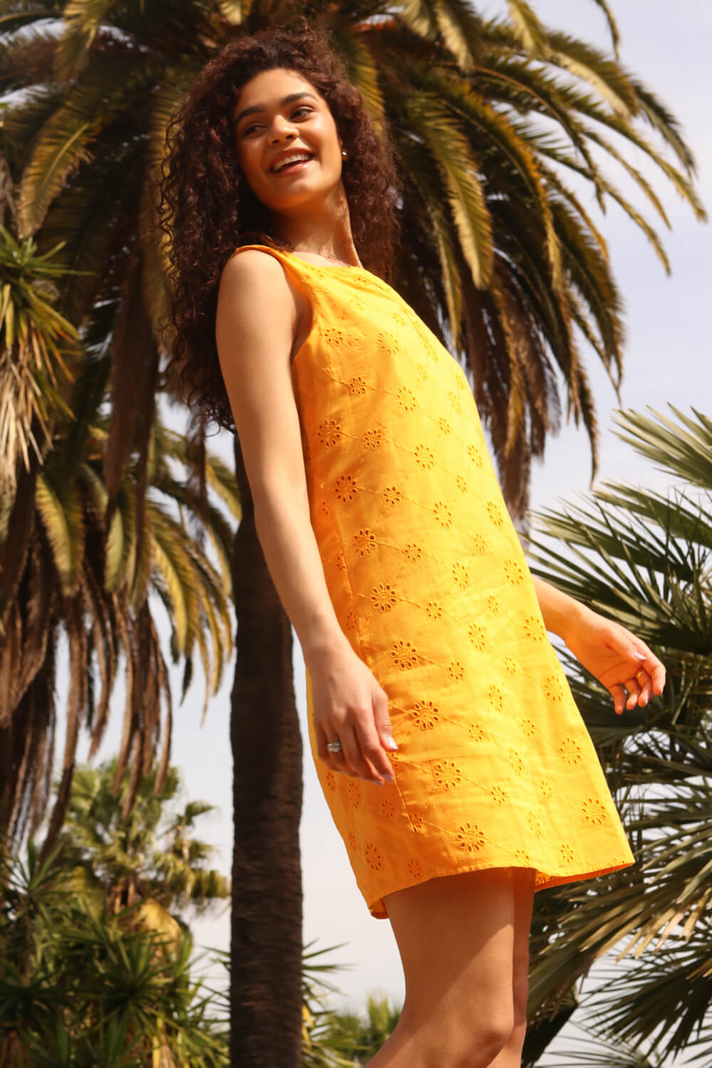 Amber Embroidered Cotton Shift Dress, Image 2 of 5