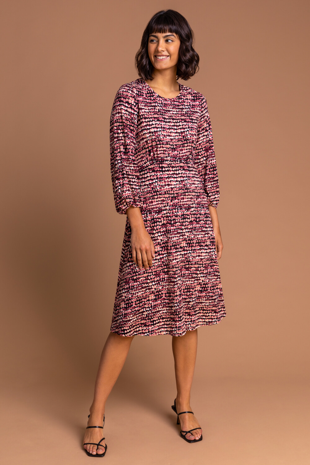 Rose Abstract Spot Fit & Flare Tea Dress, Image 4 of 5