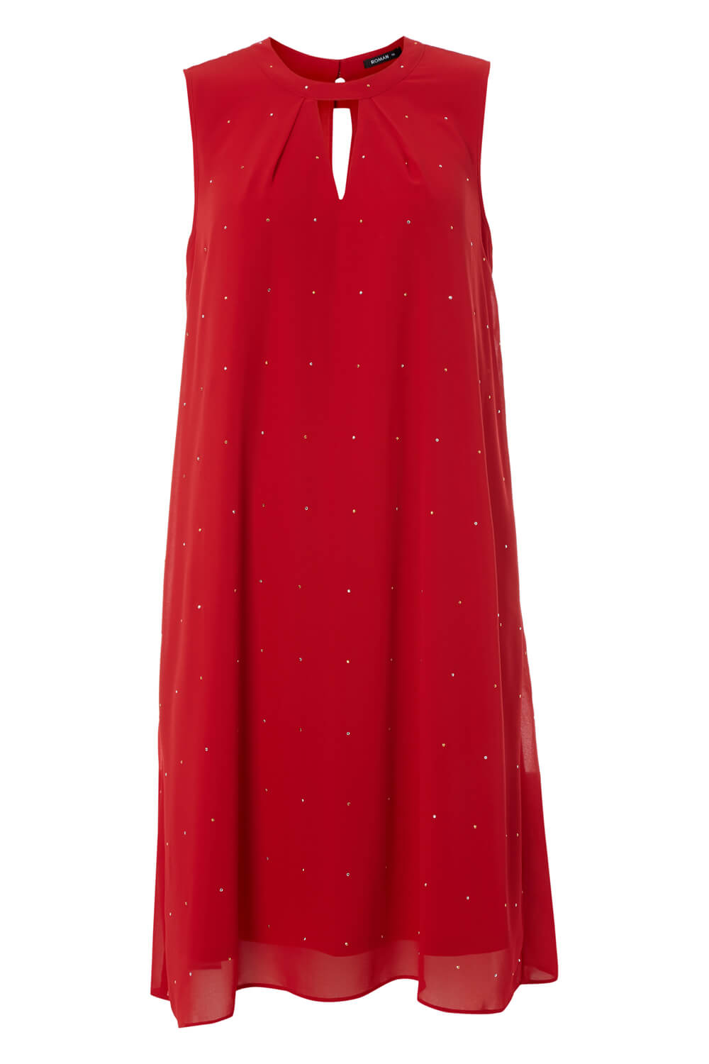 Red Embellished Keyhole Swing Dress, Image 5 of 5