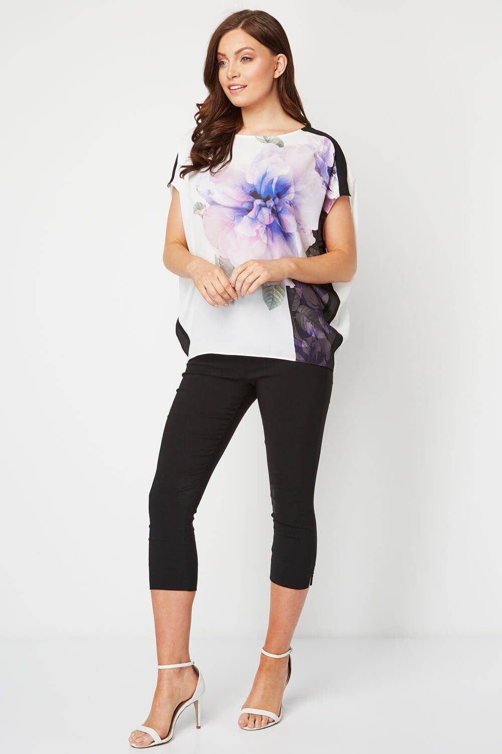 Lilac Floral Contrast Overlay Top , Image 2 of 8