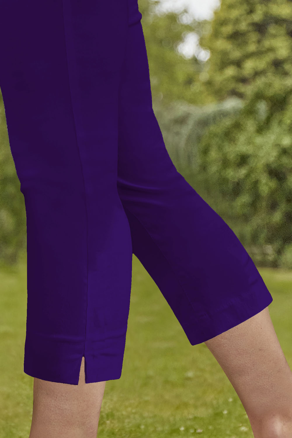 Purple Cropped Stretch Trouser, Image 3 of 4