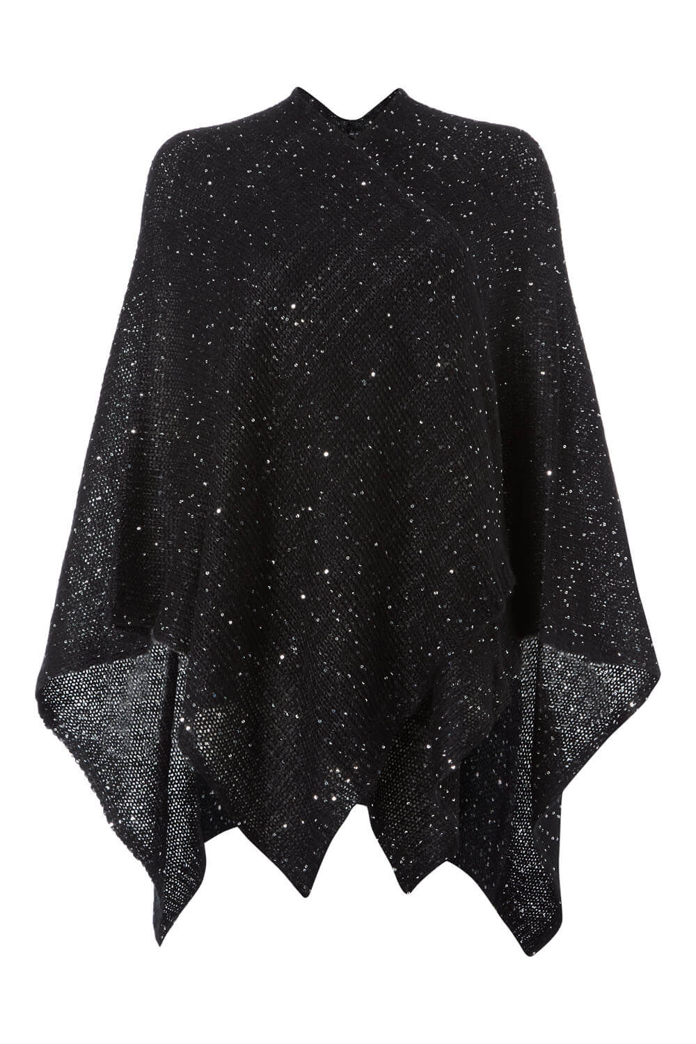 Black Sequin Embellished Knitted Wrap, Image 4 of 4