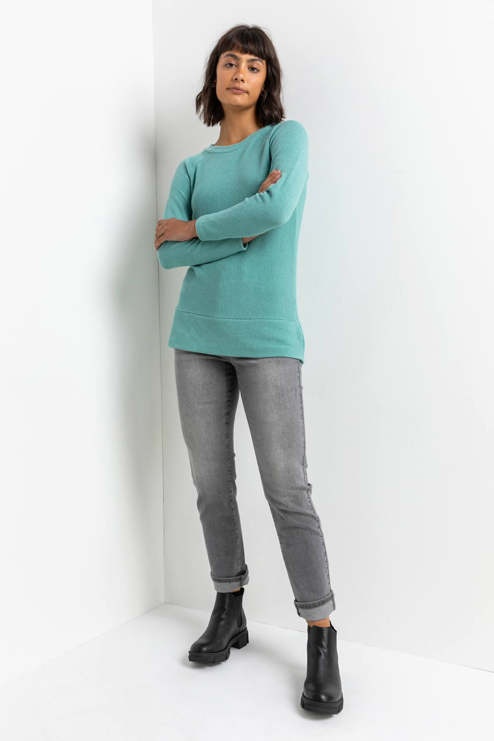 Mint Soft Jersey Sweatshirt with Necklace, Image 3 of 5