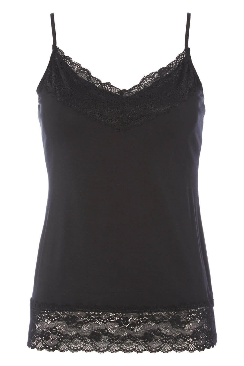 Black Lace Trim Camisole Top, Image 4 of 8