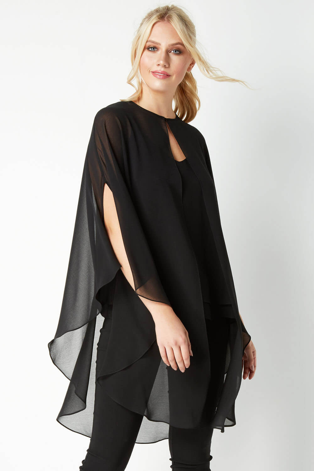 Chiffon Longline Jacket in Black - Roman Originals UK