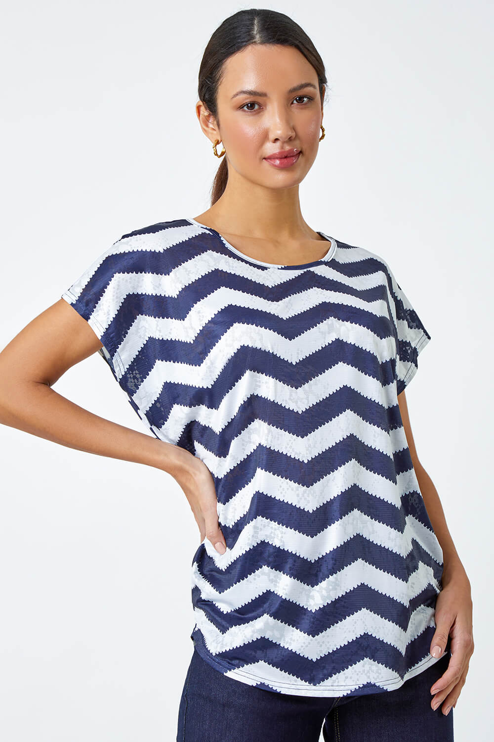 Zig Zag Print Relaxed Top