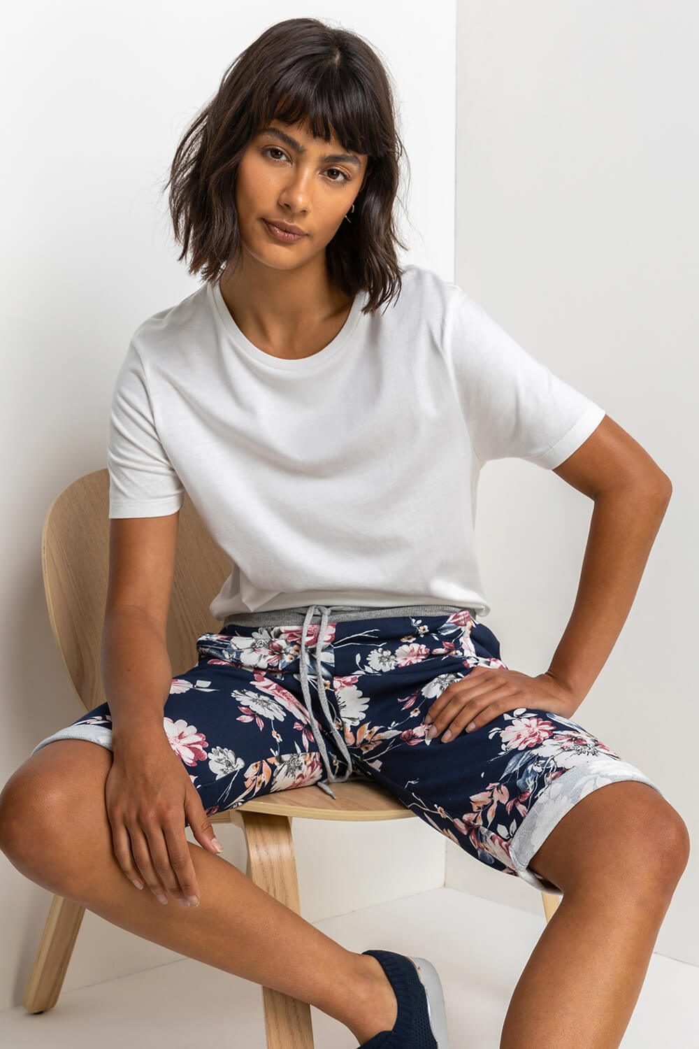 Floral Print Jersey Shorts