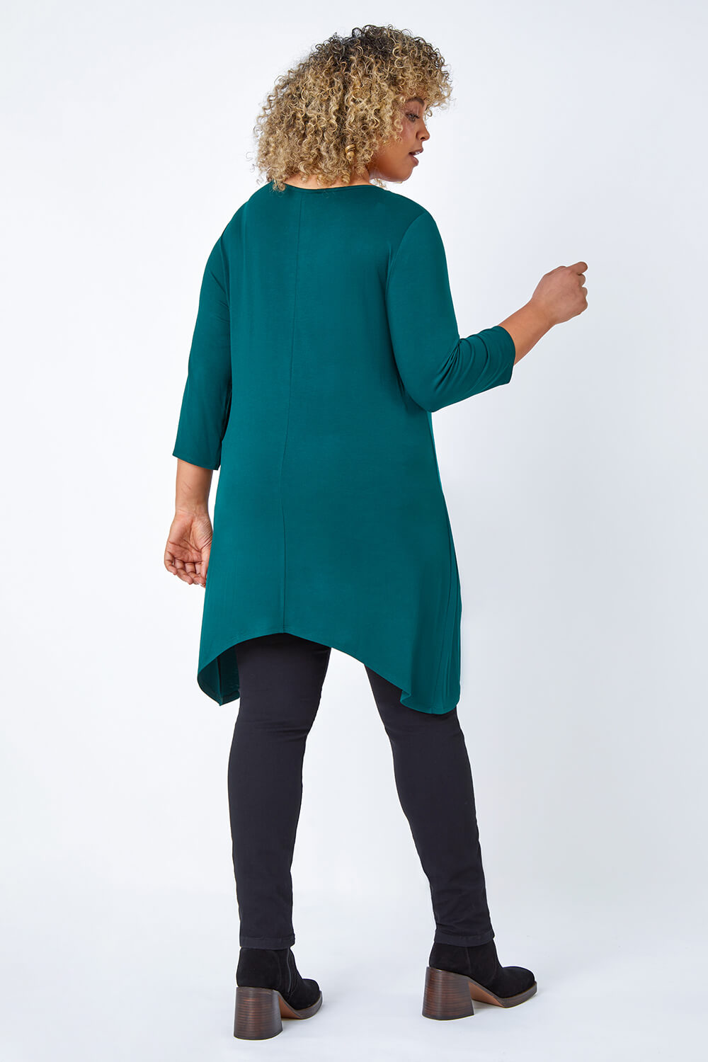 Forest  Curve Pocket Detail Stretch Tunic Top, Image 3 of 5