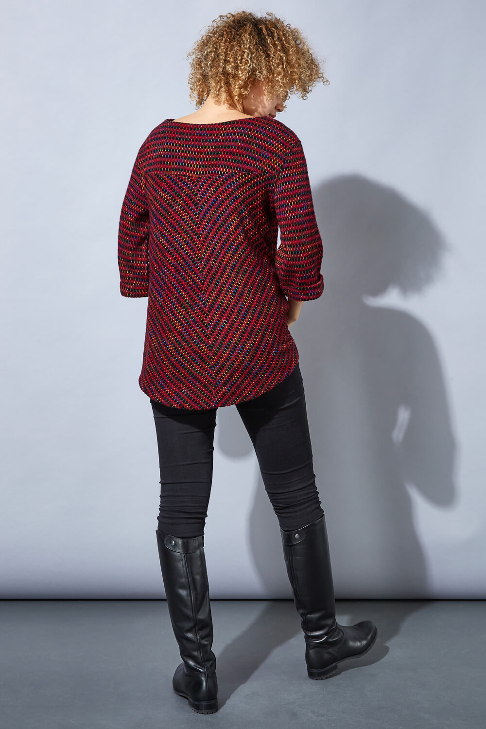 Red Rainbow Textured Tunic Top, Image 3 of 4