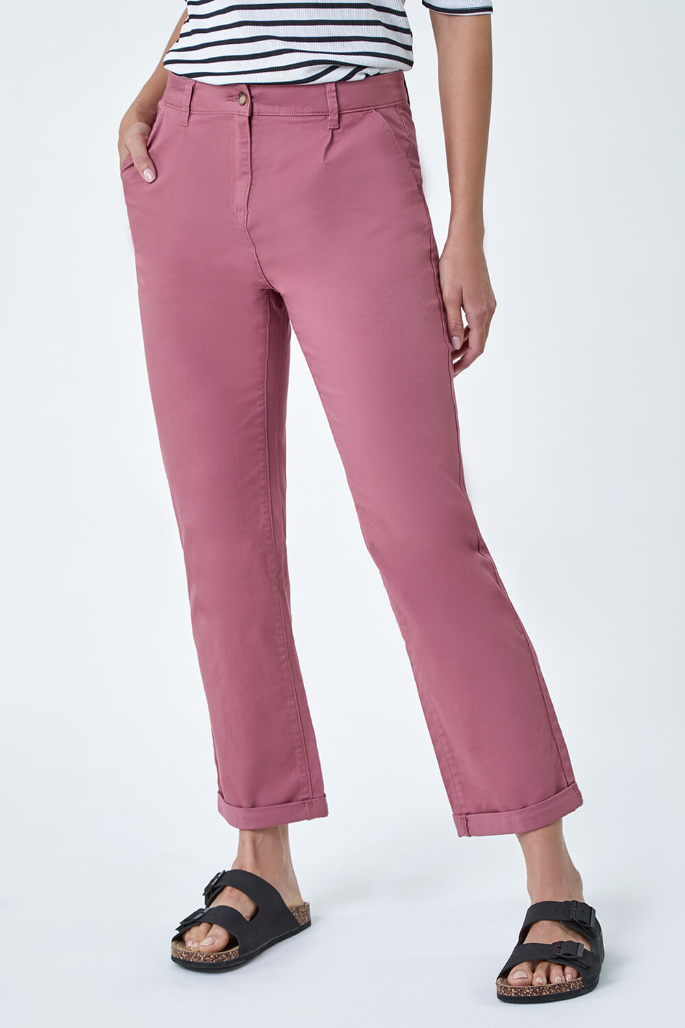 Rose Cotton Blend Washed Chino Trousers, Image 4 of 5