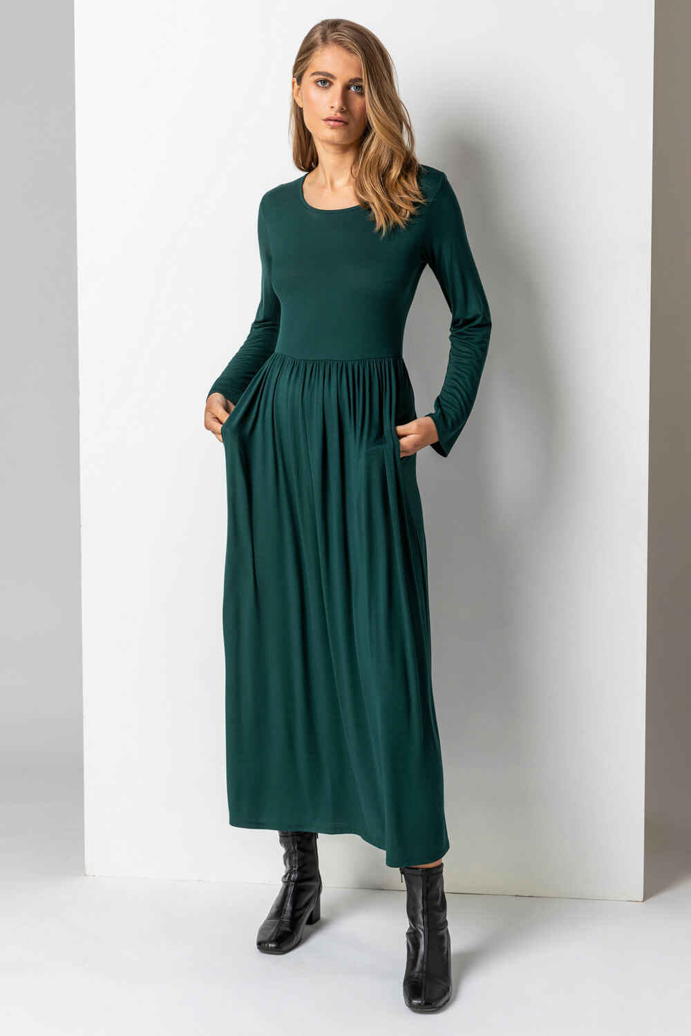 Forest  Long Sleeve Jersey Maxi Dress, Image 5 of 5