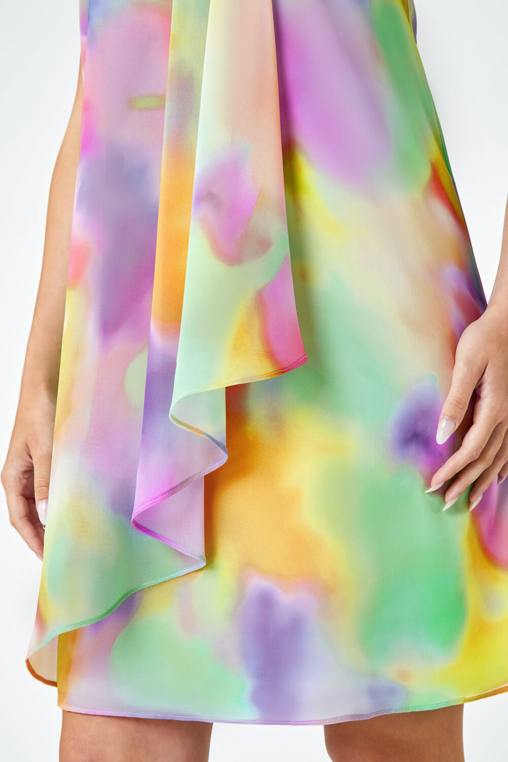 Multi  LIMITED Watercolour Halterneck Drape Dress, Image 5 of 5