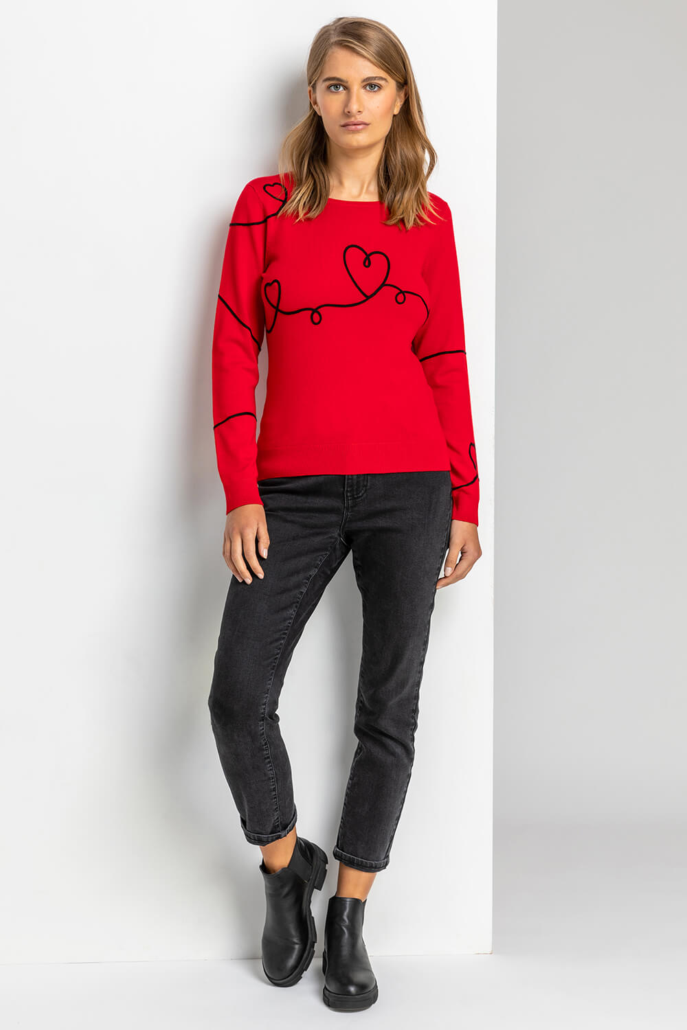 Red Tape Heart Print Jumper, Image 3 of 4