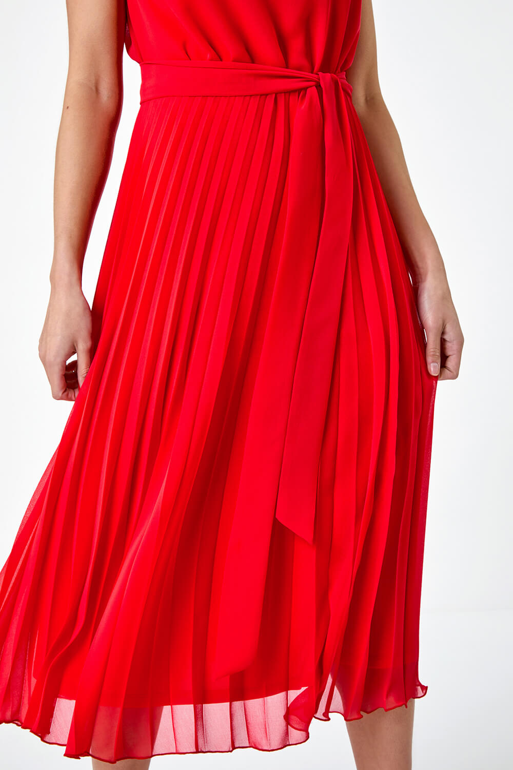 Red Petite Pleated Midi Dress, Image 5 of 5