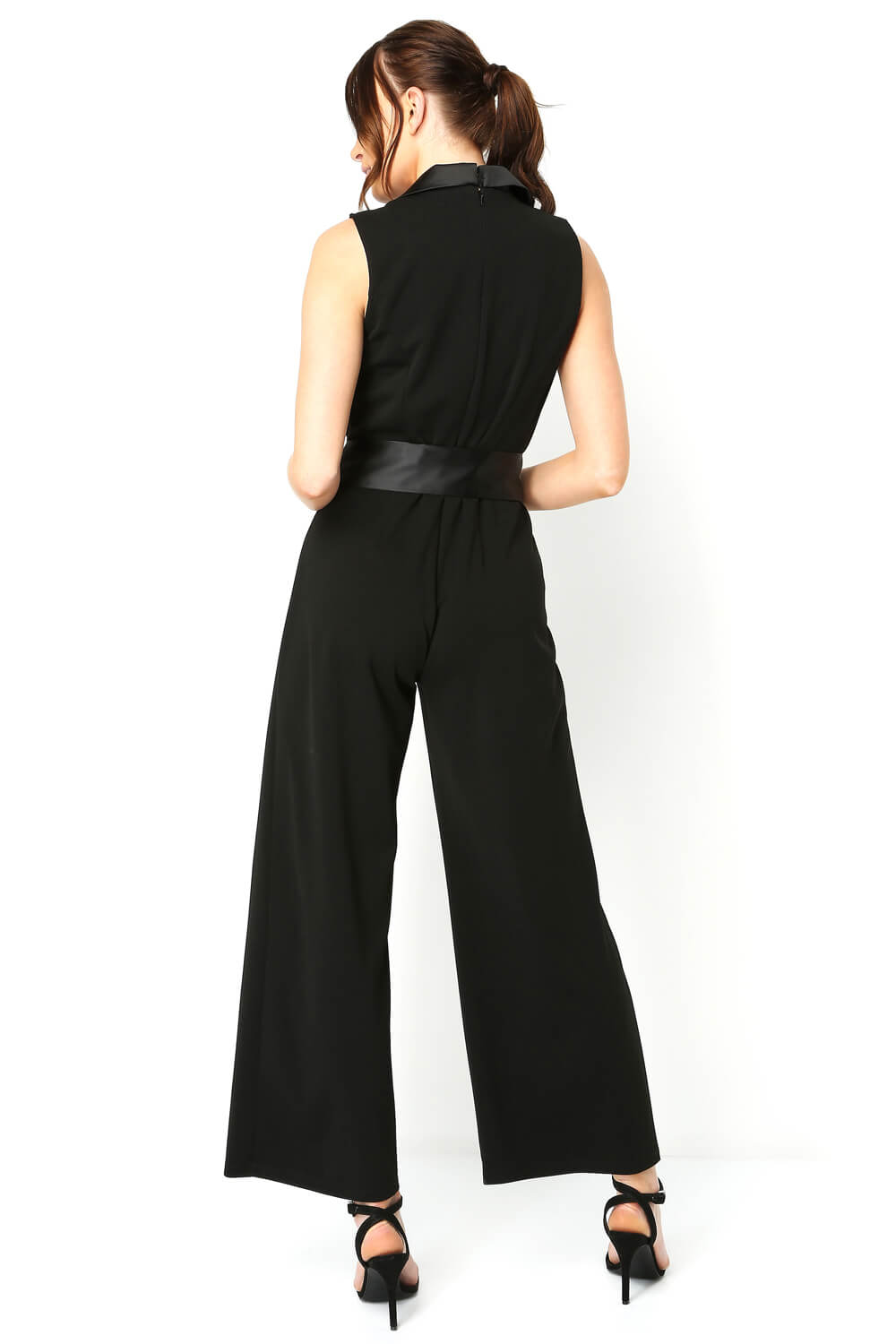 Black Tuxedo Style Jumpsuit, Image 2 of 4