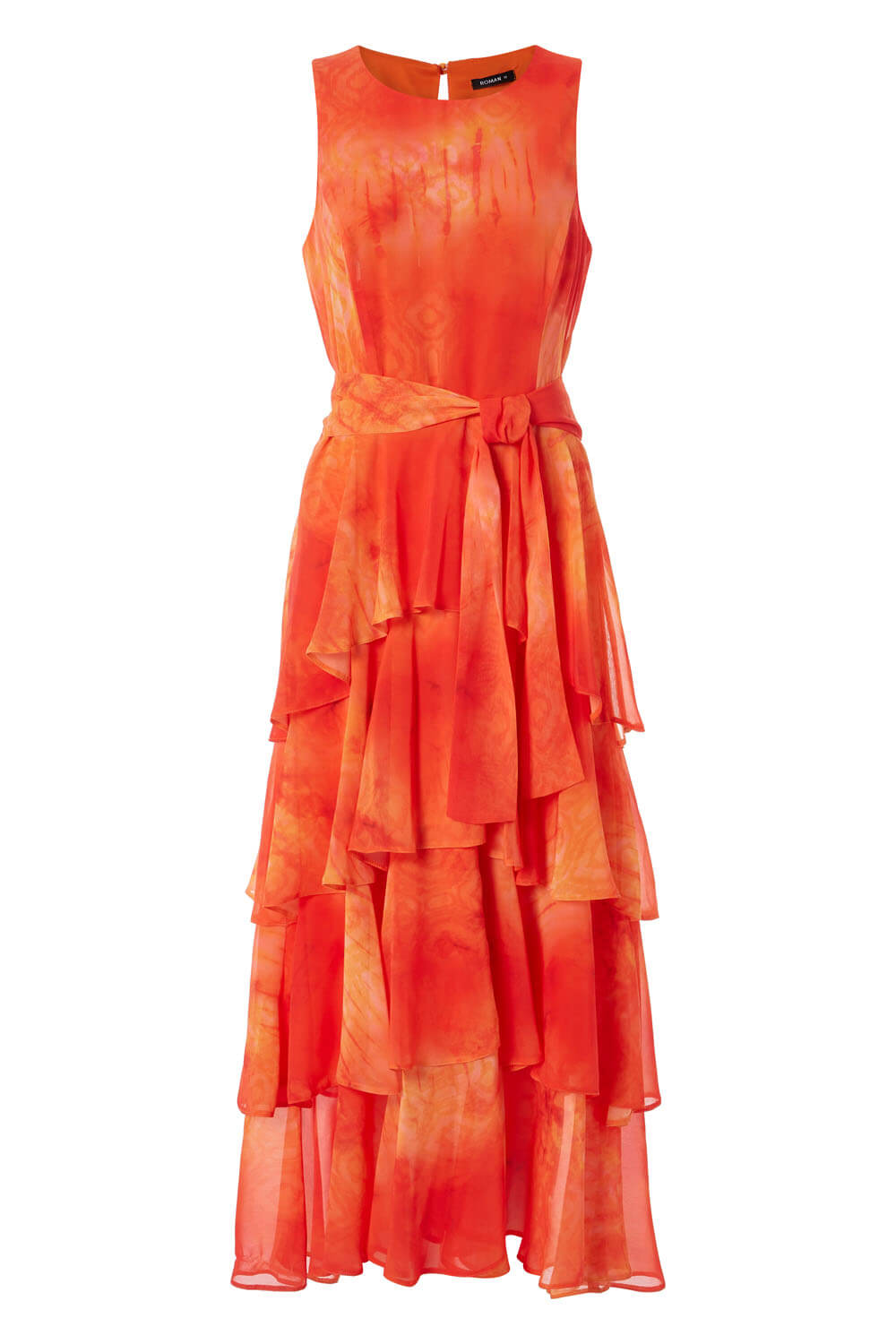 ORANGE Tie Dye Print Layer Midi Dress, Image 4 of 4