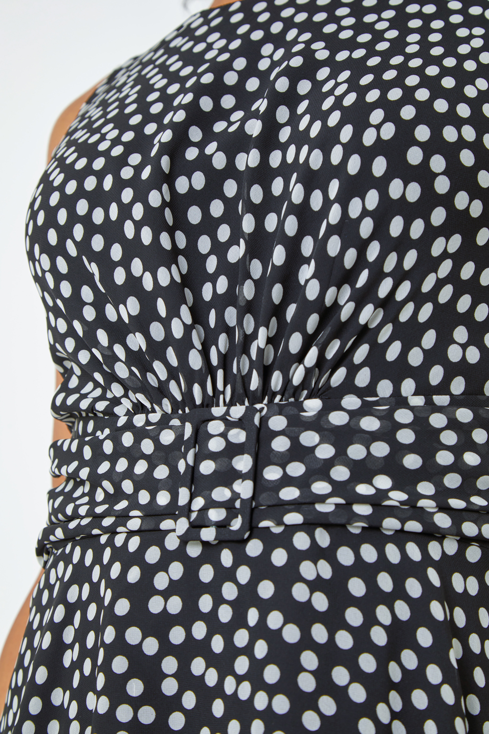  Petite Sleeveless Polka Dot Buckle Dress, Image 5 of 5
