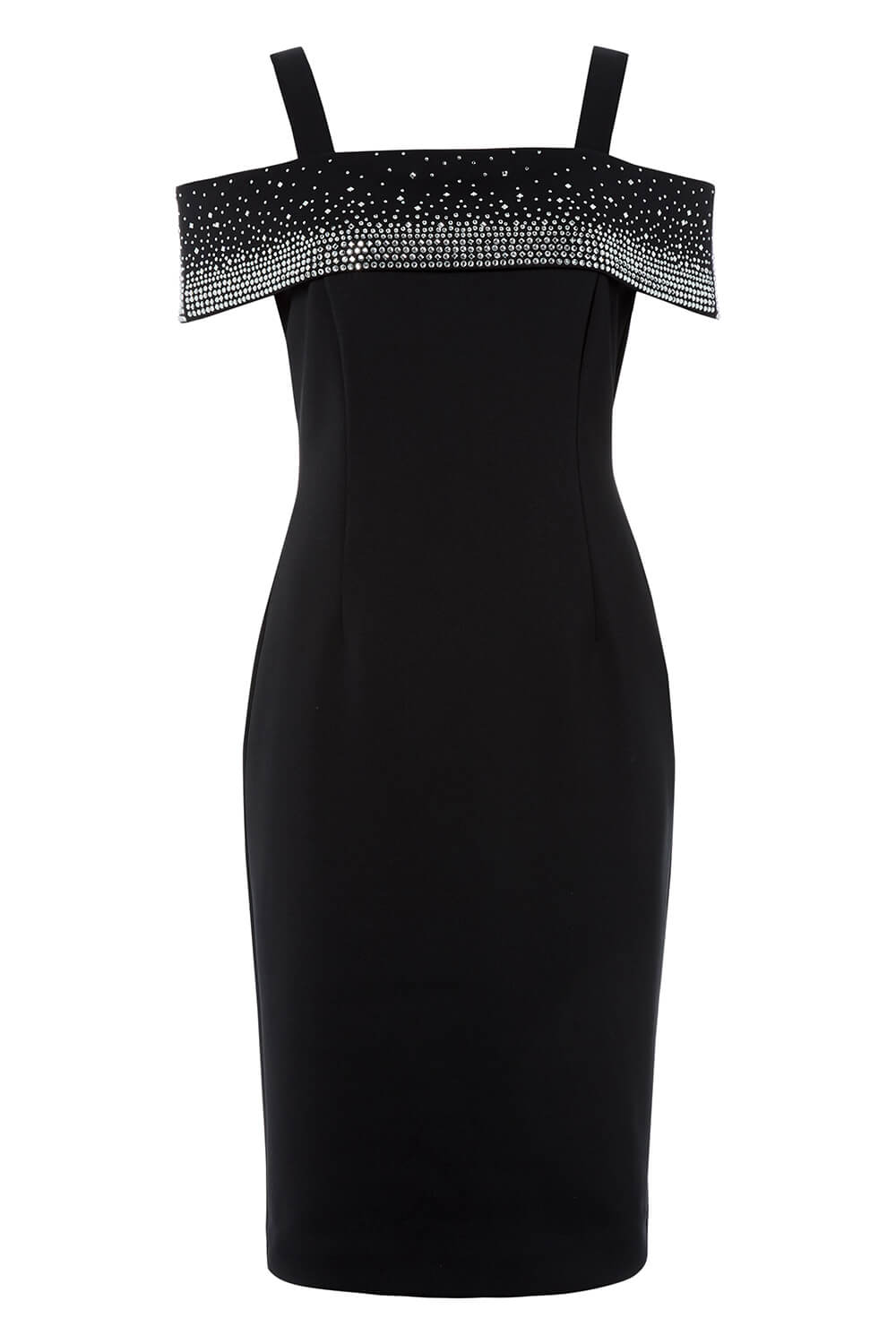 Black Hotfix Cold Shoulder Dress, Image 4 of 4