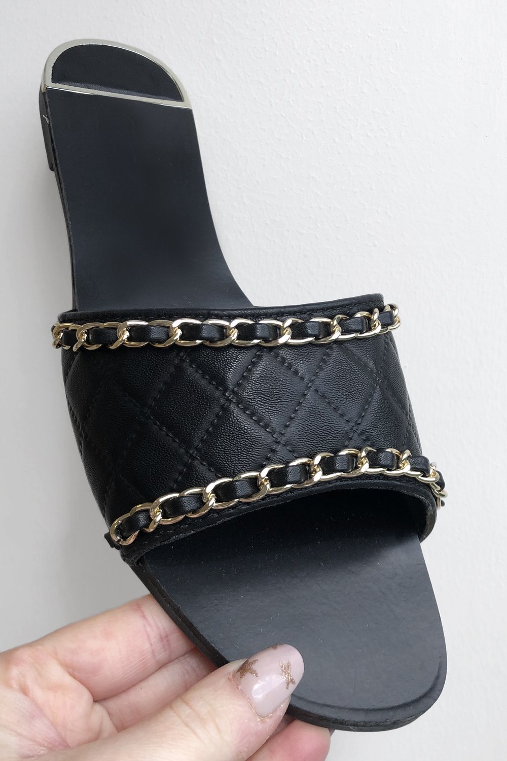 PU Quilted Gold Chain Slider