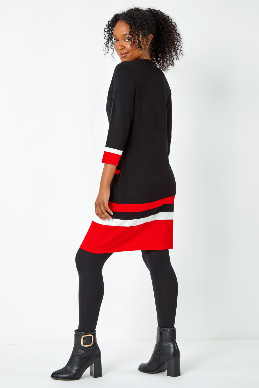 Black Petite Colour Block Pocket Jumper Dress, Image 3 of 5