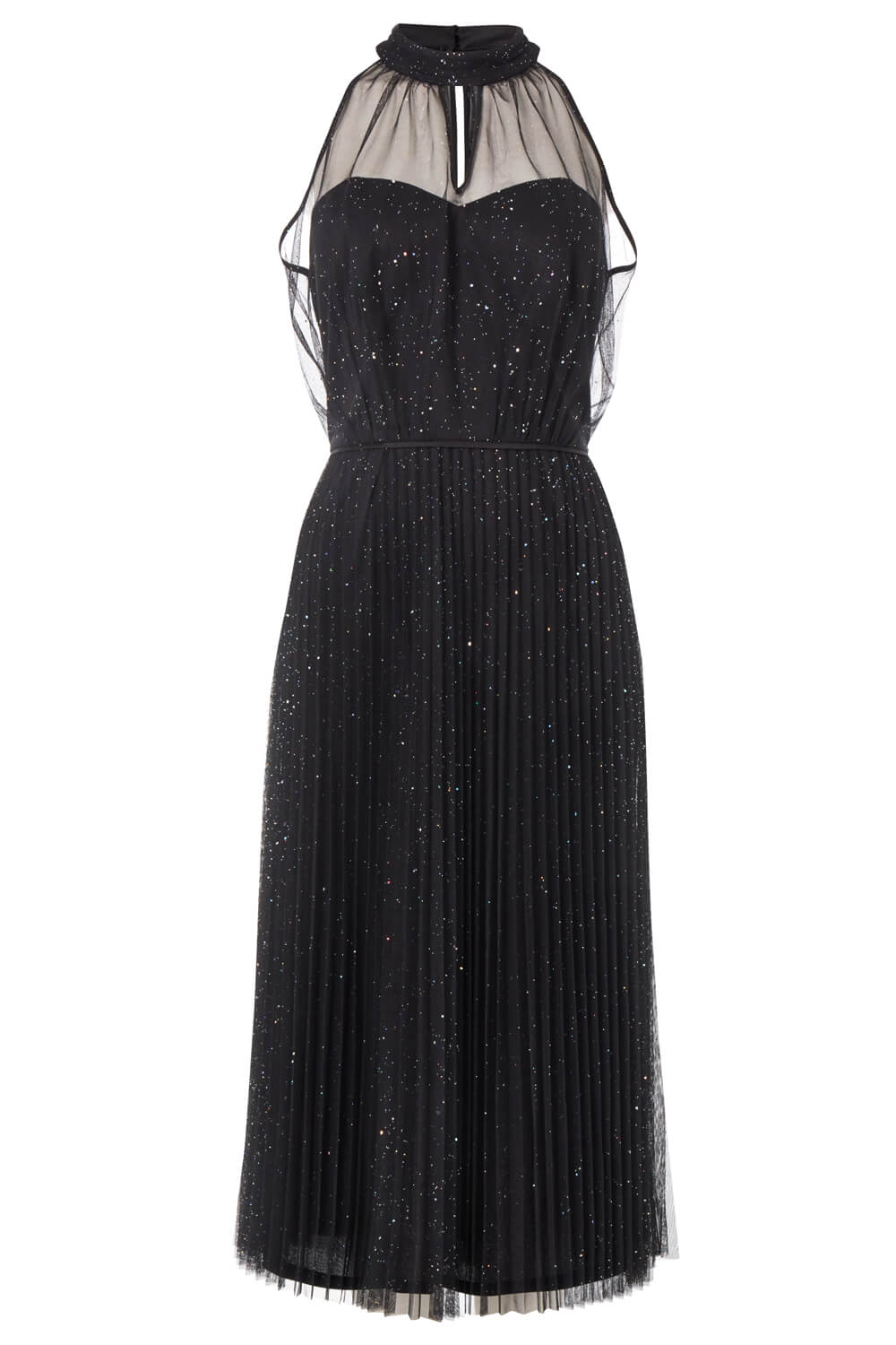 black sparkly halter neck dress