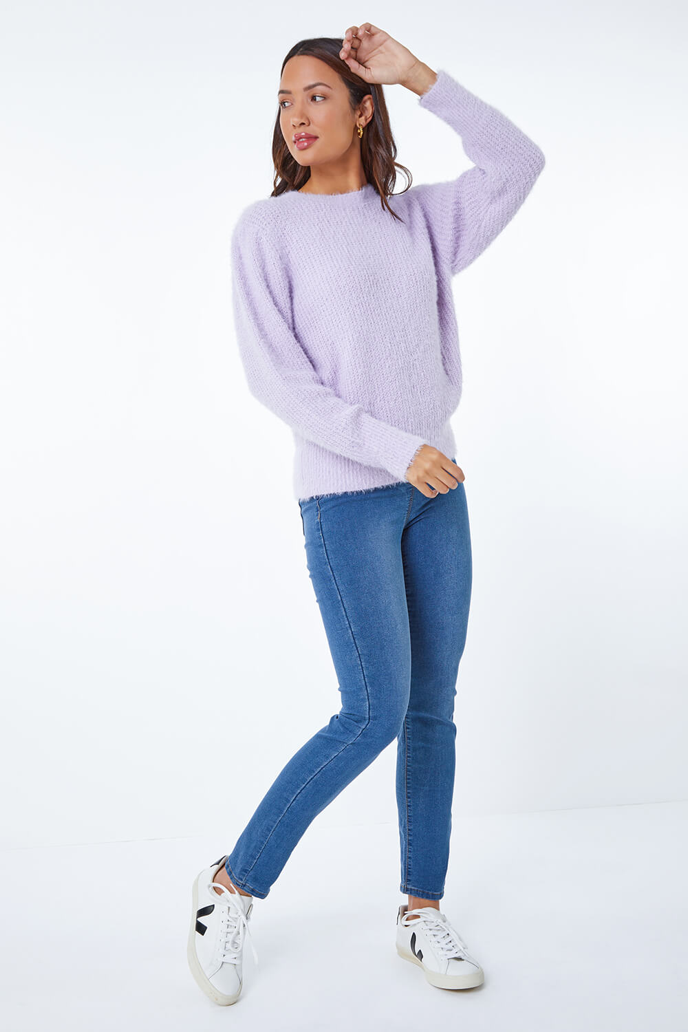 Lilac Fluffy Textured Jumper, Image 4 of 5