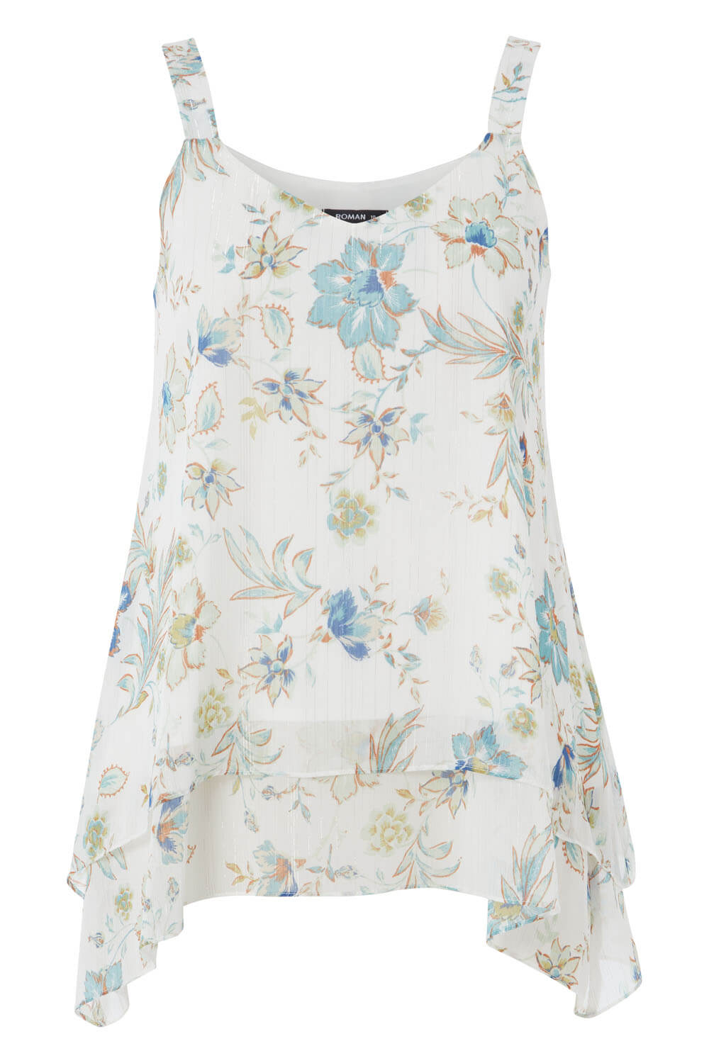 Floral Shimmer Camisole Top in Ivory - Roman Originals UK